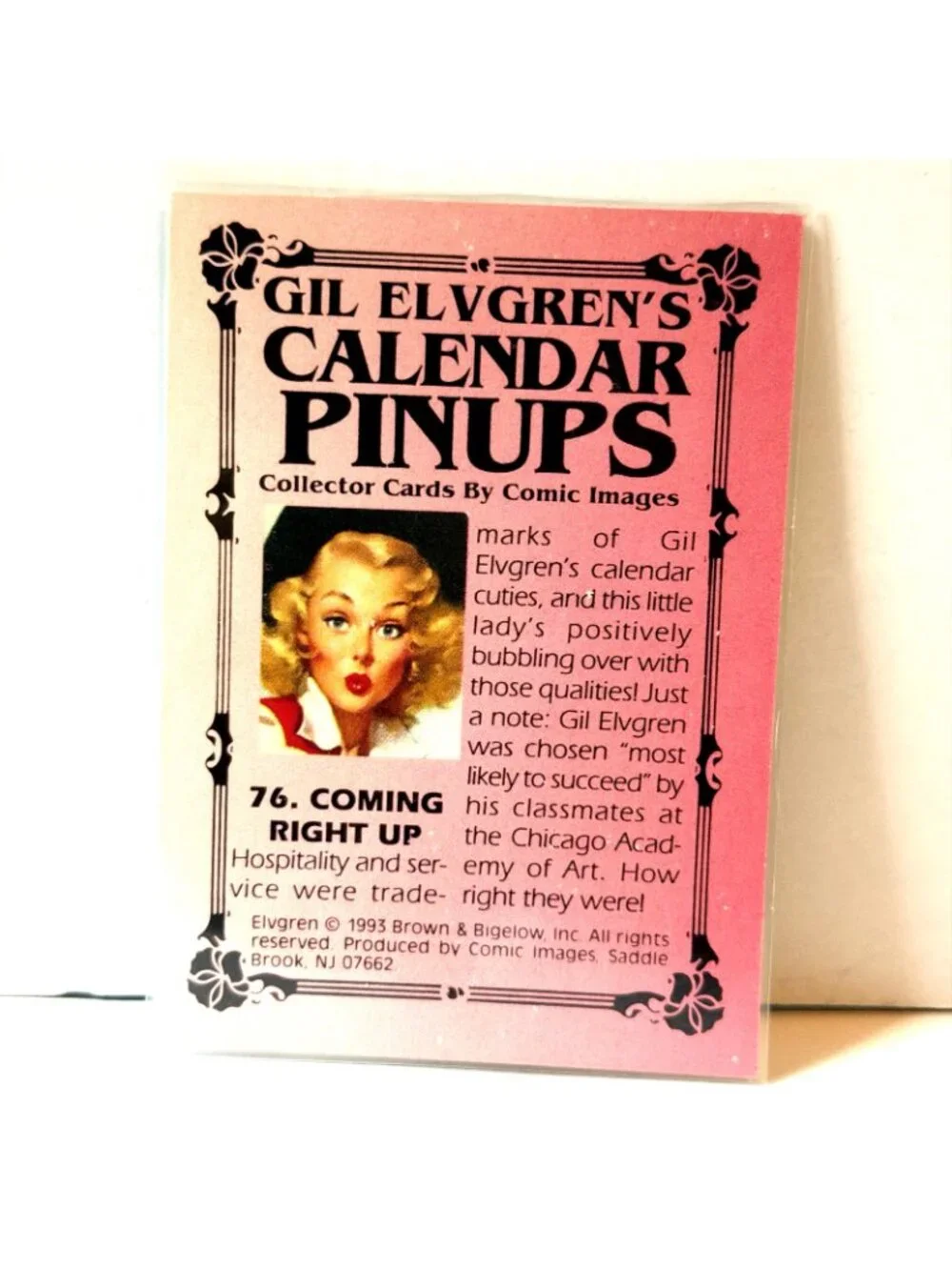 1993 Gil Elvgren Pinup Card 76 Coming Right Up Comic Image Calendar Art Man Cave